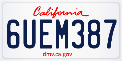 CA license plate 6UEM387
