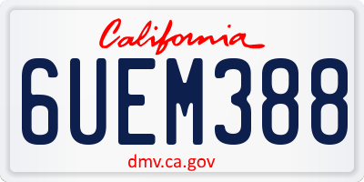 CA license plate 6UEM388