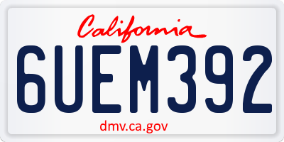 CA license plate 6UEM392