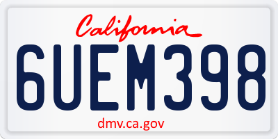 CA license plate 6UEM398