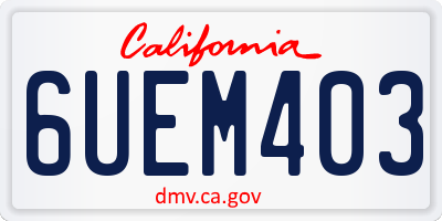 CA license plate 6UEM403