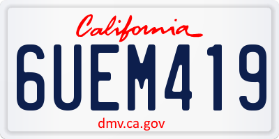 CA license plate 6UEM419