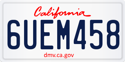 CA license plate 6UEM458