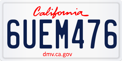 CA license plate 6UEM476