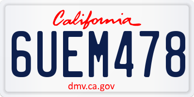 CA license plate 6UEM478