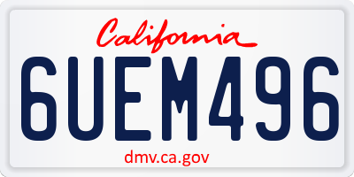 CA license plate 6UEM496
