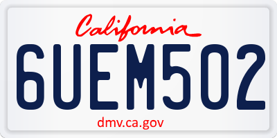 CA license plate 6UEM502