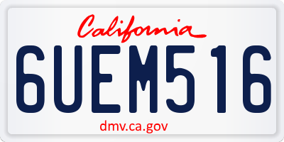 CA license plate 6UEM516