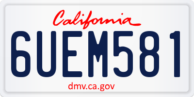CA license plate 6UEM581