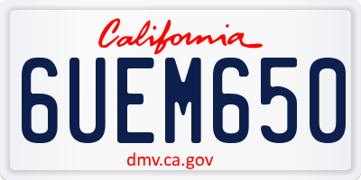 CA license plate 6UEM650
