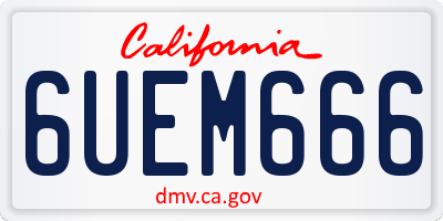 CA license plate 6UEM666