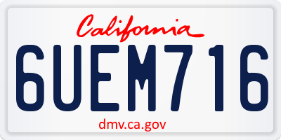 CA license plate 6UEM716