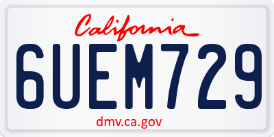 CA license plate 6UEM729