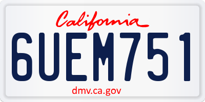 CA license plate 6UEM751