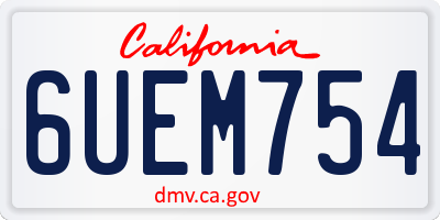 CA license plate 6UEM754