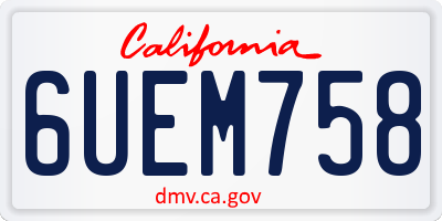 CA license plate 6UEM758