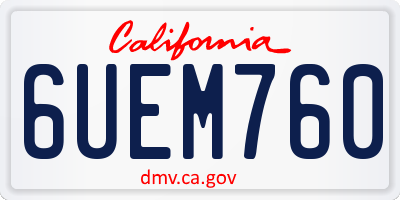 CA license plate 6UEM760