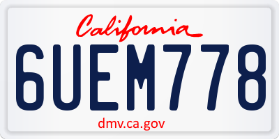 CA license plate 6UEM778