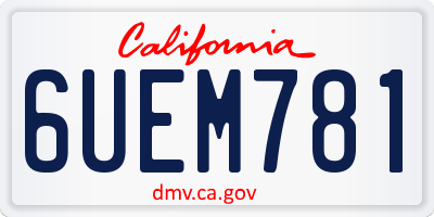 CA license plate 6UEM781