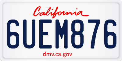 CA license plate 6UEM876