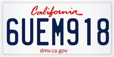 CA license plate 6UEM918