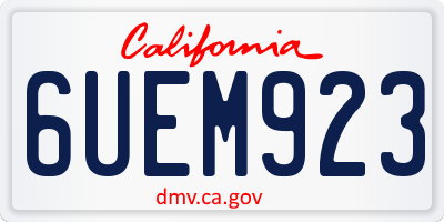 CA license plate 6UEM923