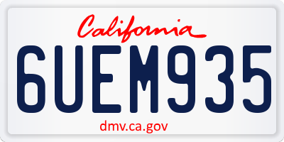 CA license plate 6UEM935