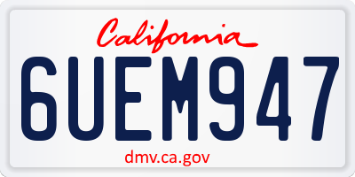 CA license plate 6UEM947