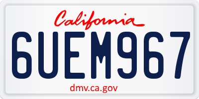 CA license plate 6UEM967