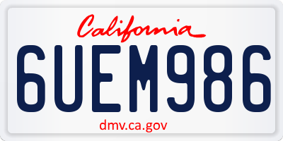 CA license plate 6UEM986