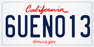 CA license plate 6UEN013