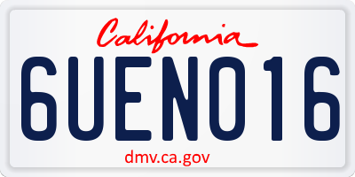 CA license plate 6UEN016