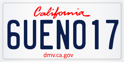 CA license plate 6UEN017