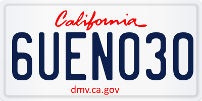 CA license plate 6UEN030