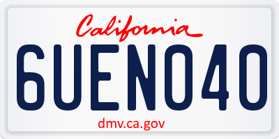 CA license plate 6UEN040