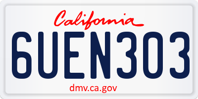 CA license plate 6UEN303