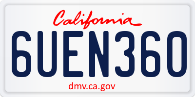 CA license plate 6UEN360
