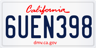 CA license plate 6UEN398