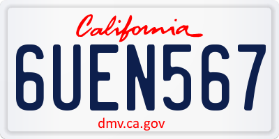 CA license plate 6UEN567