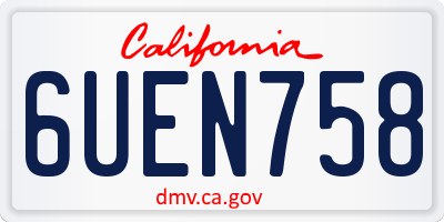 CA license plate 6UEN758
