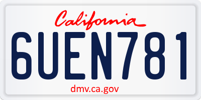 CA license plate 6UEN781