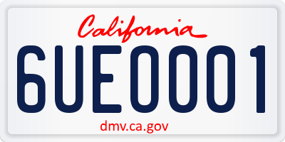 CA license plate 6UEO001