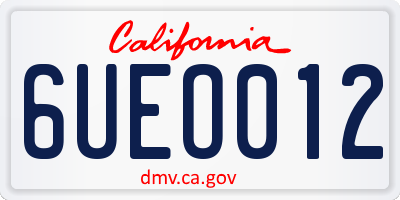CA license plate 6UEO012