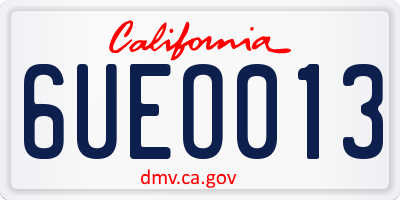 CA license plate 6UEO013