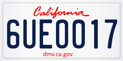 CA license plate 6UEO017