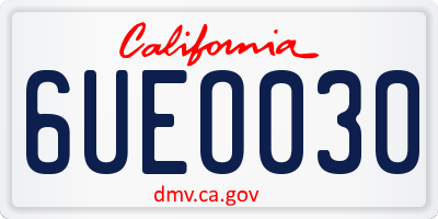 CA license plate 6UEO030