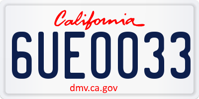 CA license plate 6UEO033