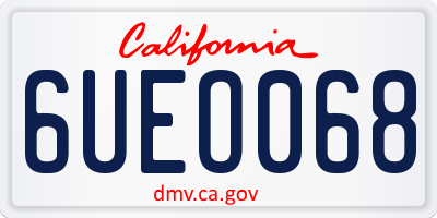 CA license plate 6UEO068
