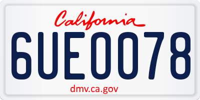 CA license plate 6UEO078