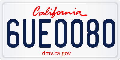 CA license plate 6UEO080